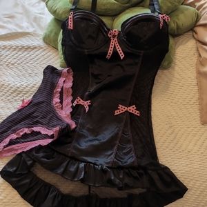 Pink and black matching lingerie